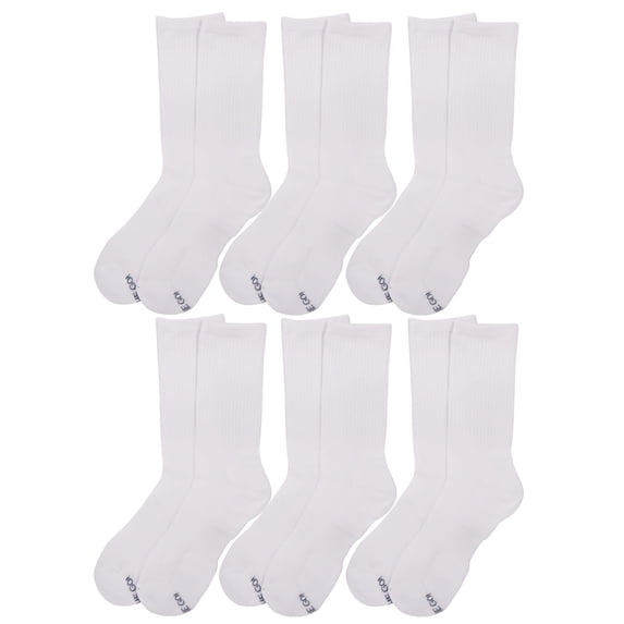 On The Go Women's Crew Socks White 6 Pair Pack