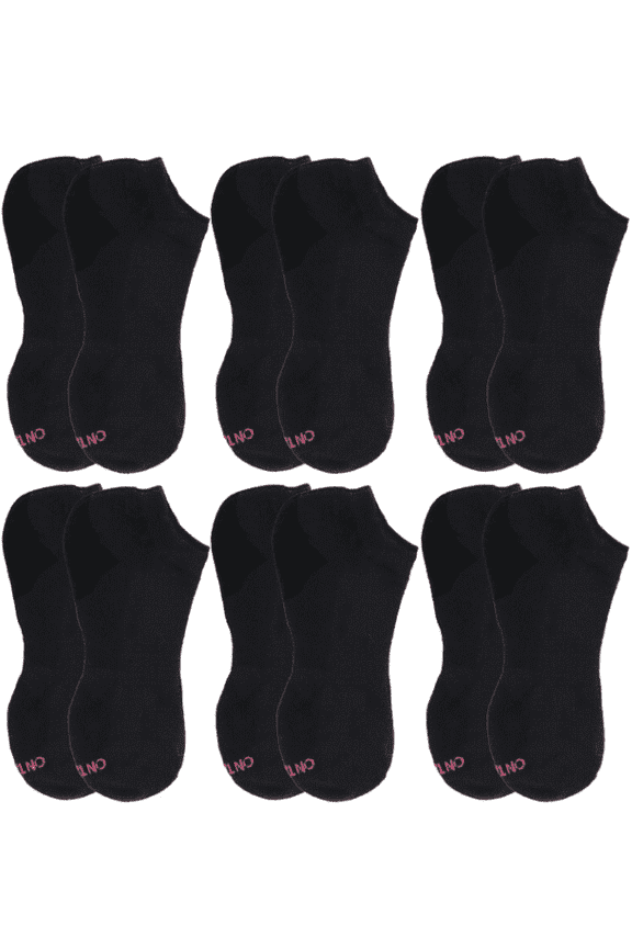 On The Go Women's Cushion Low Cut Socks Black Solid (6 Pair pack)
