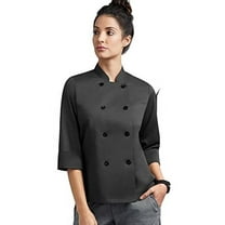 On The Line Women's 1-Pocket 3/4 Sleeve Chef Coat (Black, 2X)