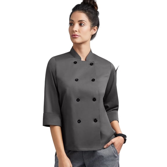 On The Line Women's 1-Pocket 3/4 Sleeve Chef Coat (Pebble Grey, M)