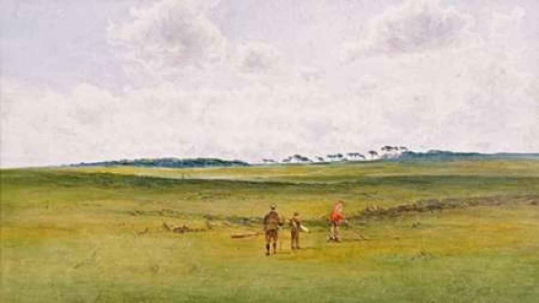 On The Links St Andrews Canvas Art - James Forbes Mackintosh Gow (12 x 18)