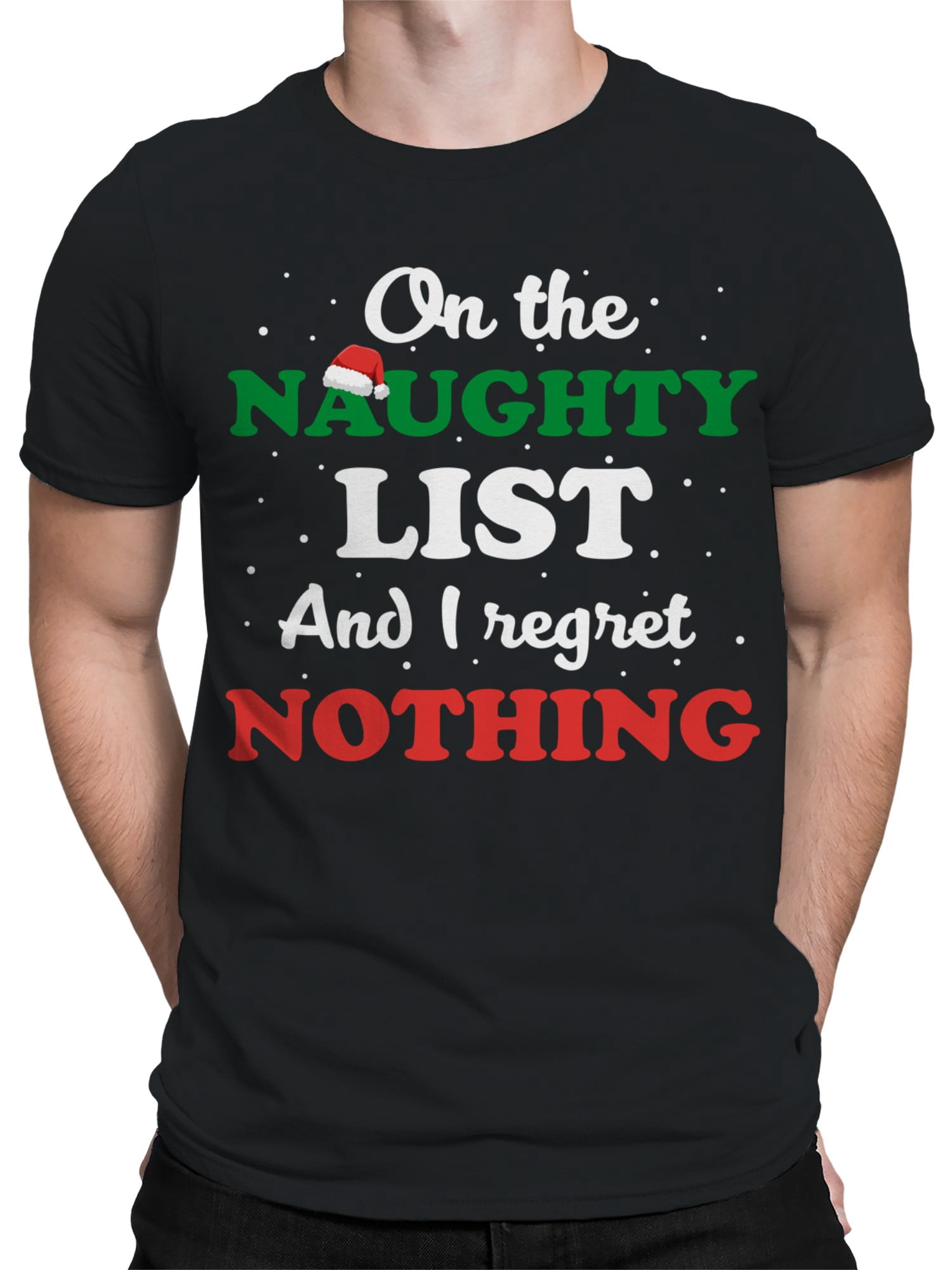 On The Naughty List Christmas T-Shirt Men -Smartprints Designs, Male 3X-Large