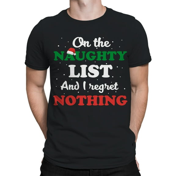On The Naughty List Christmas T-Shirt Men -Smartprints Designs, Male Large