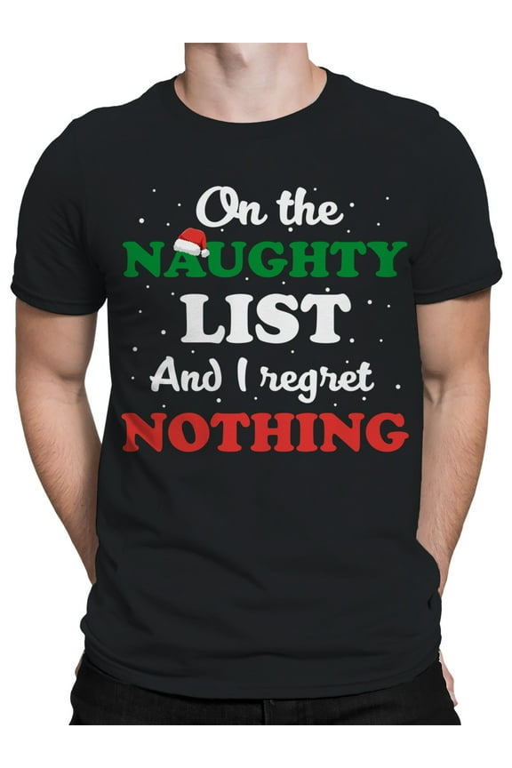 On The Naughty List Christmas T-Shirt Men -Smartprints Designs, Male Large