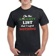 On The Naughty List Christmas T-Shirt Men -Smartprints Designs, Male Medium