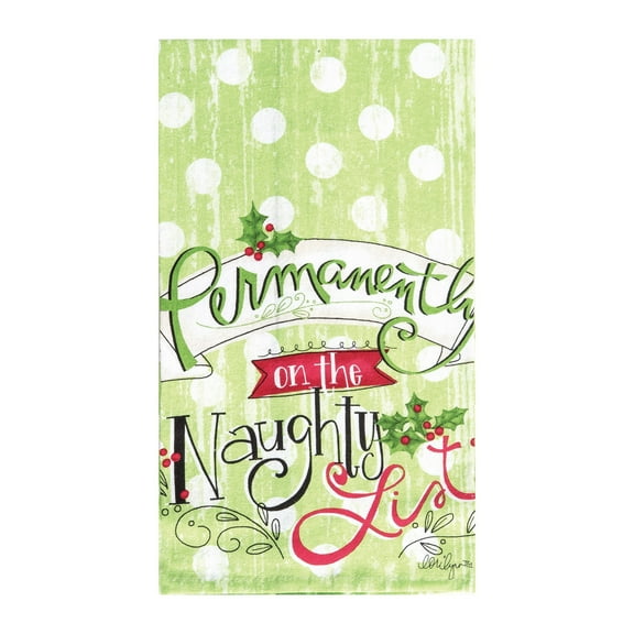 On The Naughty List Printed Flour Sack Kitchen Towel Dishtowel