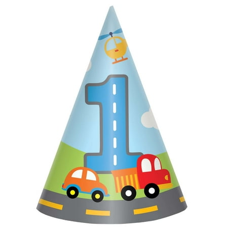 On The Road 1st Birthday Cone Hats (8ct)