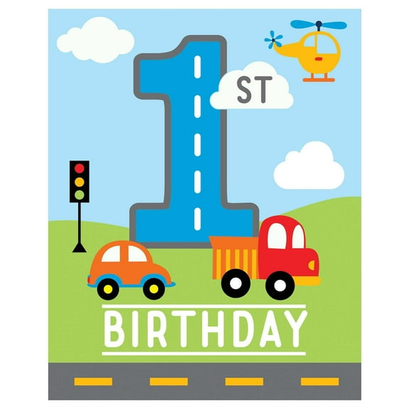 On The Road 1st Birthday Invitation Postcards W/ Envelopes (8ct)