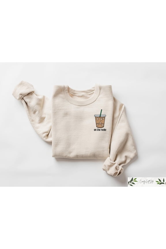 On The Rocks Coffee Sweatshirt, Coffee Lover Tshirt, Ice Coffee Tshirt, Latte Lover Crewneck, Fall Coffee Sweatshirt, Aesthetic Woman Tee