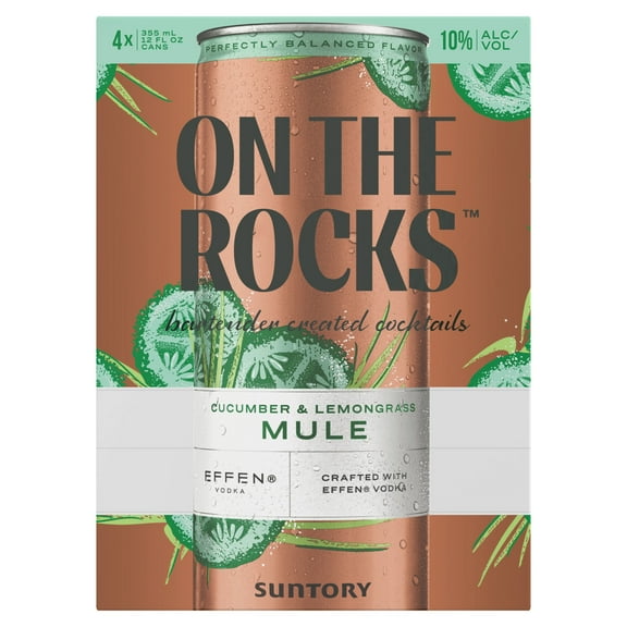 Otr-On the Rocks Cucumber & Lemongrass Mule Carbonated Ginger Cocktail, 4 Pack 355 ml Cans, 10% ABV