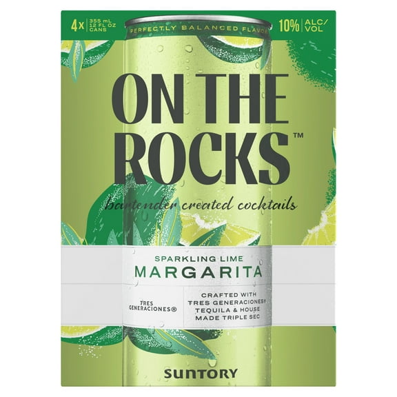 Otr-On the Rocks Sparkling Lime Margarita Carbonated Cocktail, 4 Pack 355 ml Cans, 10% ABV