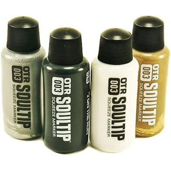 On The Run .003 Soultip Super Permanent Paint Squeeze Marker Set, Assorted Colors, Metallic, 4 Count