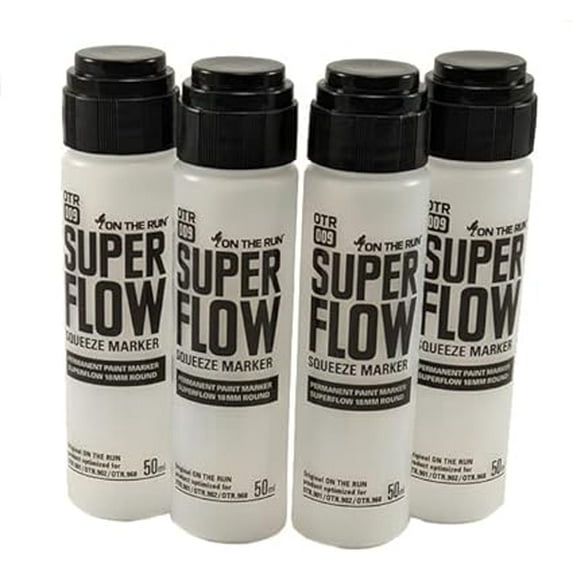 On The Run .009 Super Flow Refillable Squeeze Marker 18mm 50mL - Set of 4 Empty Markers