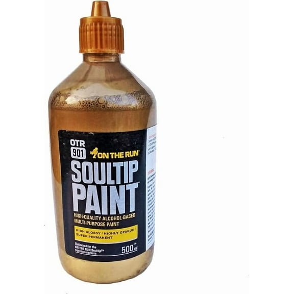 On The Run .901 Soultip Super Permanent Multi Purpose Premium Paint Refill for Markers Airbrush and More 500ml  color Gold