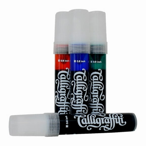On The Run Calligraffiti Flowpen Ink Art Marker Variety Pack with Chisel Point, Assorted Colors, 4 Count