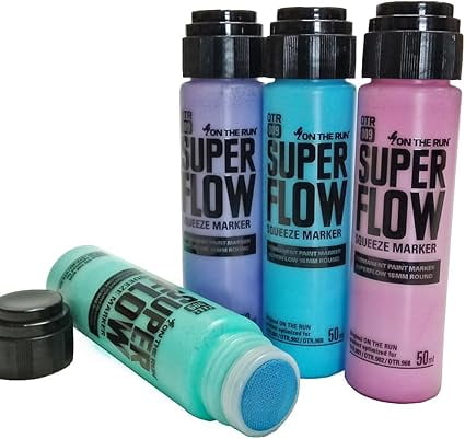 On The Run OTR.009 Superflow Alcohol Paint Markers, 50mL, 18mm Nib, Pastel Set of 4