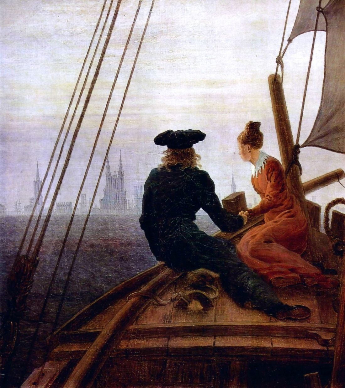 On The Sailing Vessel Canvas Art - Caspar David Friedrich (24 x 36)