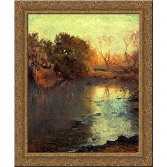 On The San Antonio River 20x24 Gold Ornate Wood Framed Canvas Art by Onderdonk, Robert Julian