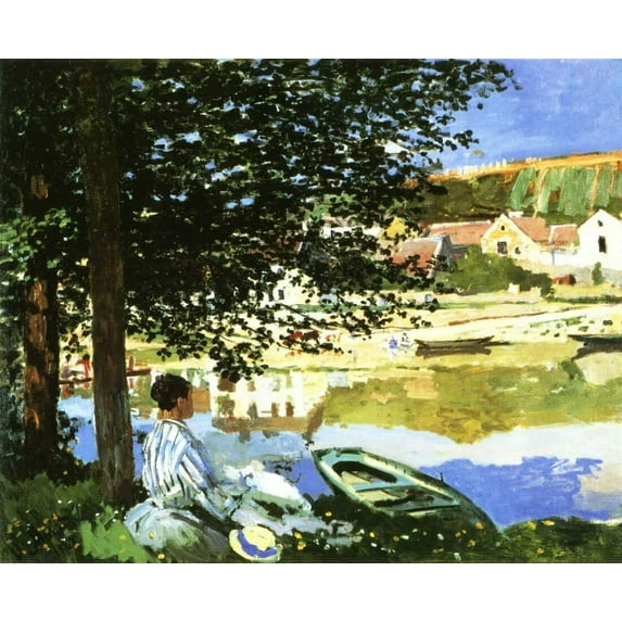 On The Seine At Bennecourt Monet - CANVAS OR FINE PRINT WALL ART