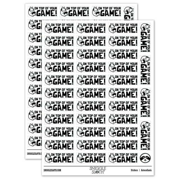 On Top of Your Game Bunny Teacher Student School Sticker Set - White - Matte Finish - 1.5" Small