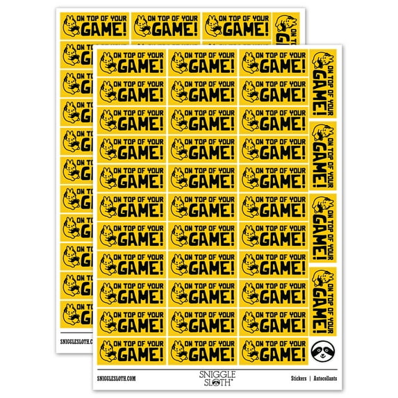 On Top of Your Game Bunny Teacher Student School Sticker Set - Yellow - Matte Finish - 1.5" Small