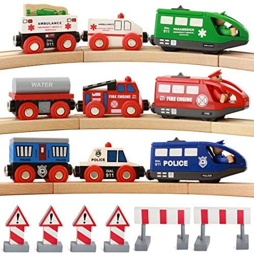 On Track USA Battery Operated Action Rescue Trains, Compatible For Wooden Tracks From All Major Brands