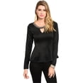 thumbnail image 1 of On Trend For Less Women's  Black Longsleeve Top With Keyhole Cutout Chest L, 1 of 1