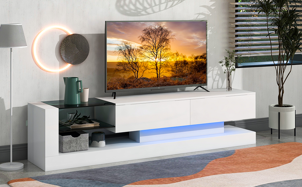 OnTrend TV Stand with Two Media Storage Modern High Gloss