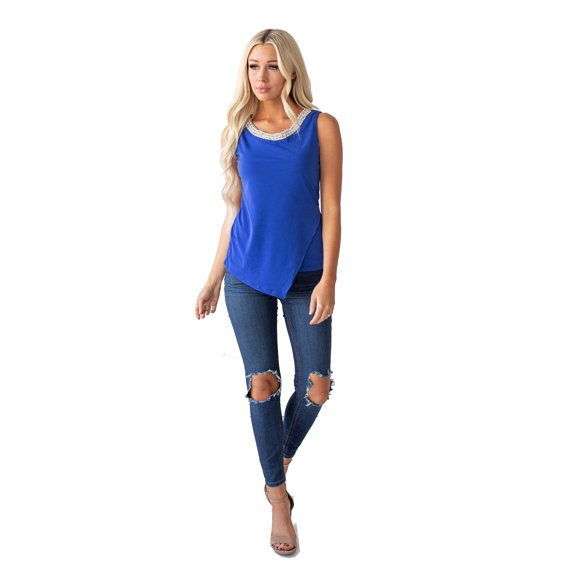 On Trend Women's Sleeveless Sparkle Sequin Tank Top