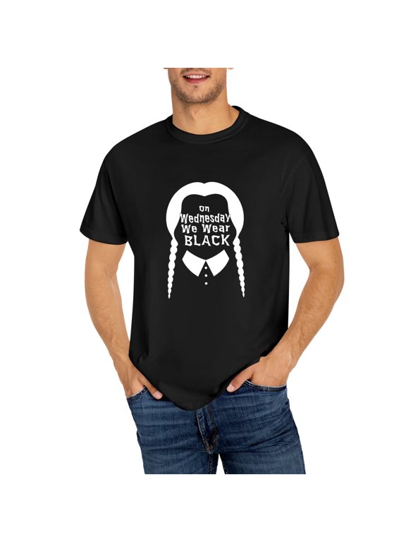 On Wednesday We Wear Black T-Shirt, PINUO Funny T-Shirt Black, S