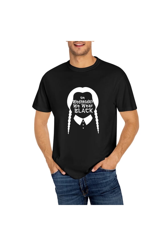 On Wednesday We Wear Black T-Shirt, PINUO Funny T-Shirt Black, S