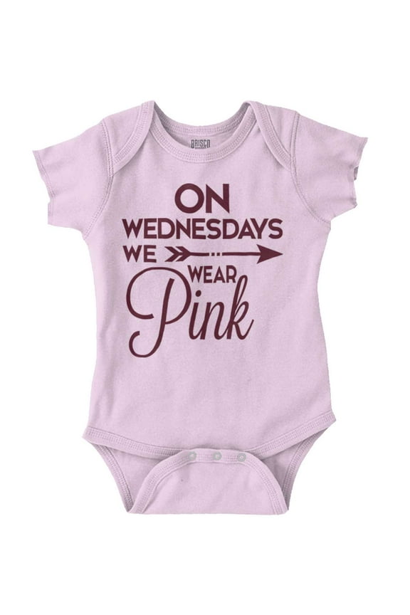 On Wednesdays We Wear Pink Girly Bodysuit Jumper Girls Infant Baby Brisco Brands 12M