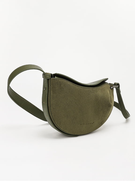 Crossbody Bag Microfiber Suede Olive Green for Daily Casual