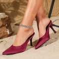 thumbnail image 1 of On feet& in love Pointed Toe Satin Slip-On Stiletto Heel Mule Pumps for Women, 1 of 6