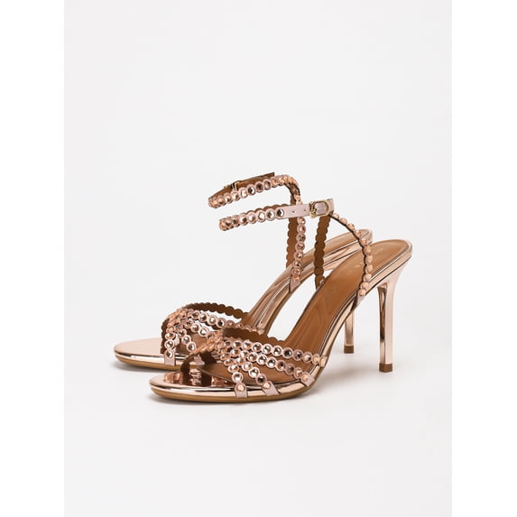 On feet& in love Women's Rhinestone-Embellished Square Toe Ankle Strap High Heel Sandals