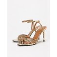 thumbnail image 1 of On feet& in love Women's Rhinestone-Embellished Square Toe Ankle Strap High Heel Sandals, 1 of 5