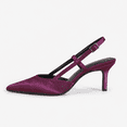 thumbnail image 1 of On feet& in love Women's Pointed Toe Slingback Satin Heels - Purple Dress Pumps for Evening Party & Wedding - Size 5.5, 1 of 7