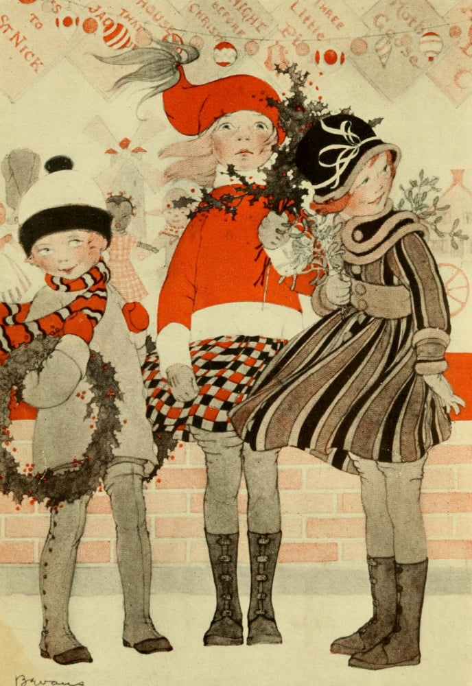 On our Hill 1918 Waiting whilst Mother buys presents Canvas Art - MT Bevans (24 x 36)