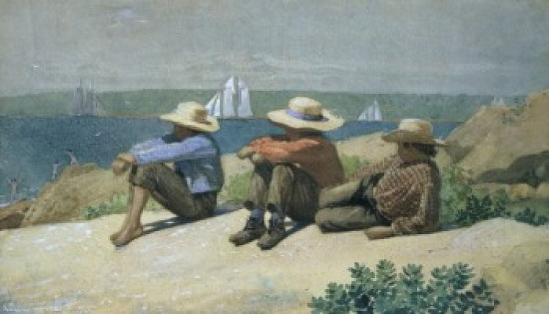 On the Beach 19th C Winslow Homer (1836-1910 American) Forbes Collection New York City USA Canvas Art - Winslow Homer (24 x 36)