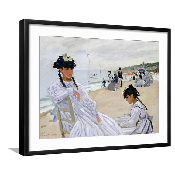 Art.com On the Beach at Trouville Giclee Print by Claude Monet, Black Frame Wall Art, 29" x 23"