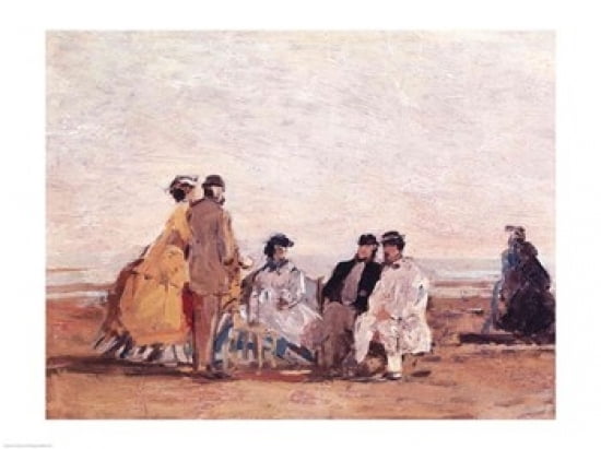 On the Beach at Trouville c1865 Canvas Art - Eugene louis Boudin (36 x 24)
