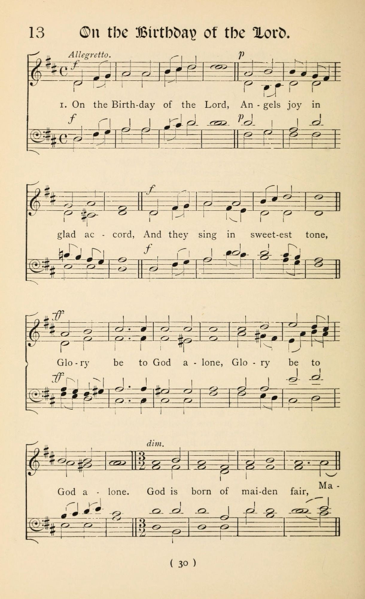 On the Birthday of the Lord 1 Christmas Carols New & Old 1850 Canvas Art - (24 x 36)