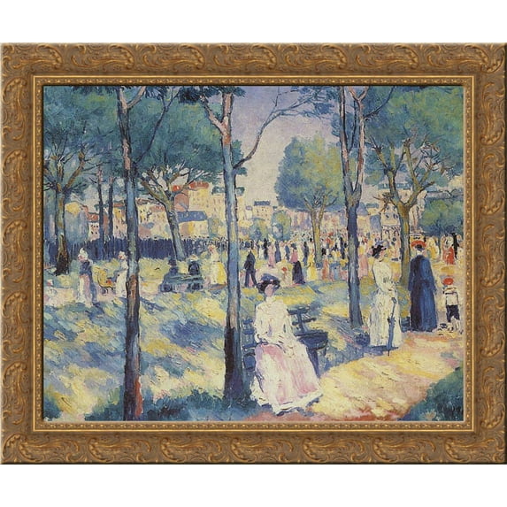 On the Boulevard 24x20 Gold Ornate Wood Framed Canvas Art by Malevich, Kazimir