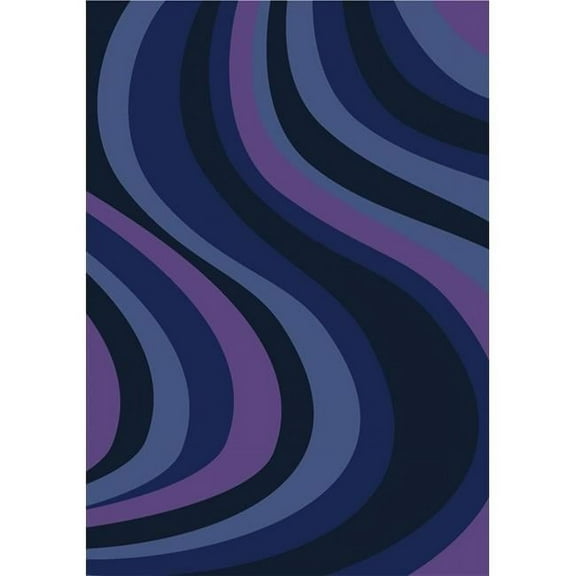 On the Curve Blue 3 ft.10 in. x 5 ft.4 in.  WearOn Nylon Machine Tufted- Cut Pile Whimsy Rug