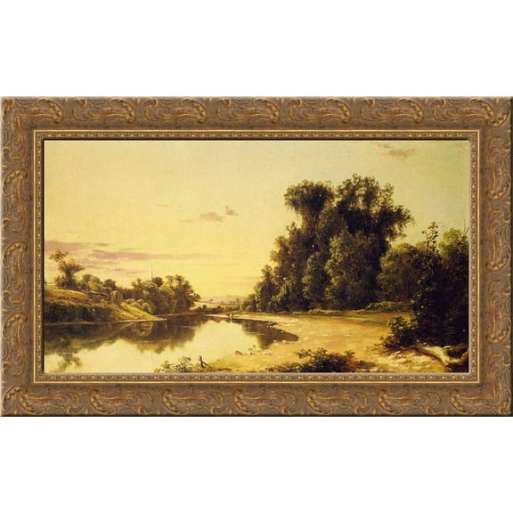 On the Escopus at Hurley, New York 24x16 Gold Ornate Wood Framed Canvas Art by David Johnson