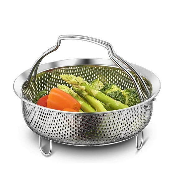 On-the-Go Instant Steamer Basket with Handles, Perforated Strainer Colander Drying Basket for Fruits & Vegetables 18cm