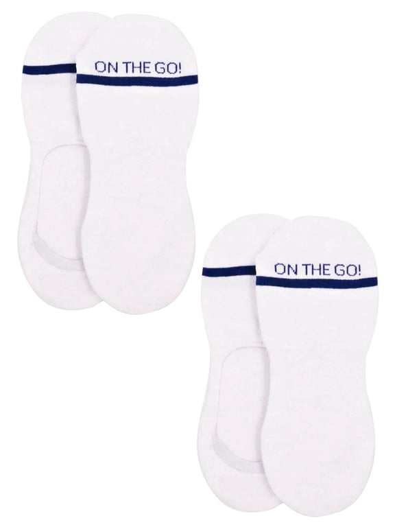 Men's Athletic Liner (2 Pair Pack, White with Blue Stripe, Size M)