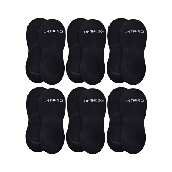 On the Go Men's Athletic Liner (6 Pair Pack, Black, Size M)