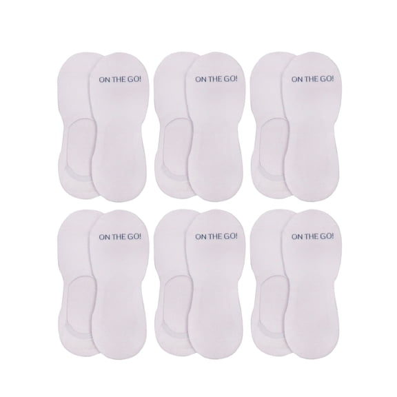 On the Go Men's Athletic Liner (6 Pair Pack, White, Size L)