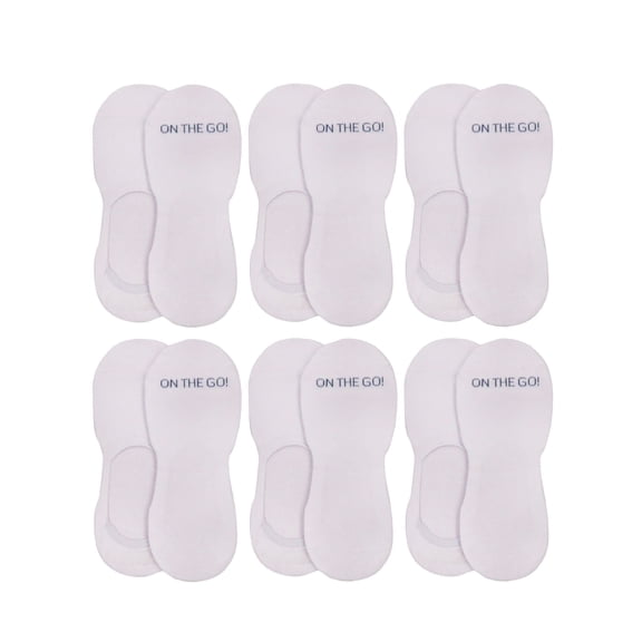On the Go Men's Athletic Liner (6 Pair Pack, White, Size M)